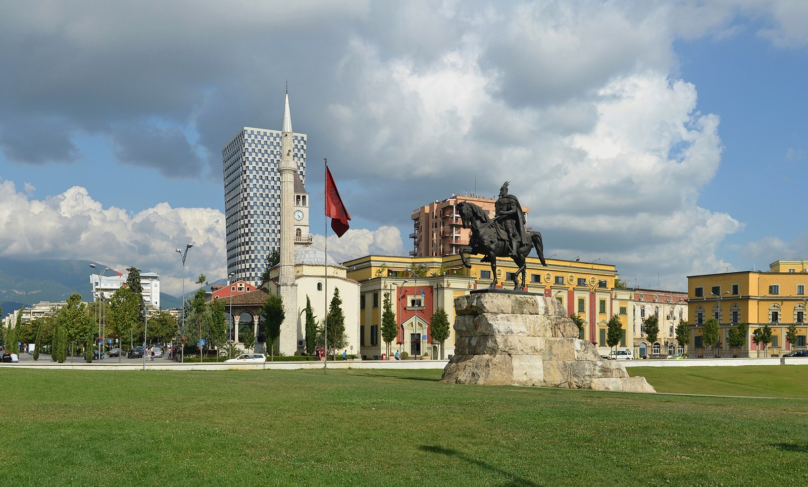 Skanderbeg Square and the clock tower in Tirana